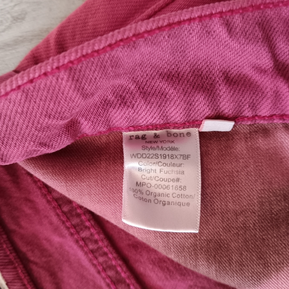 Rag & Bone Maya Jean Short 6" High Rise Bright Fuchsia Organic Cotton Size 28 - Picture 8 of 14